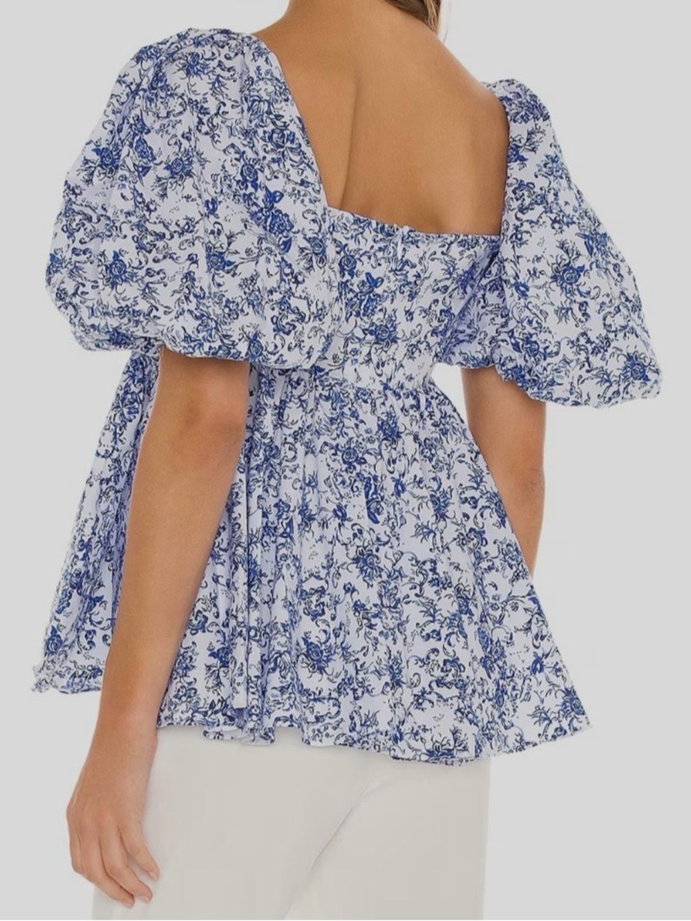 Caroline Constas Brie Top in Blue Toile - Picture 2 of 6